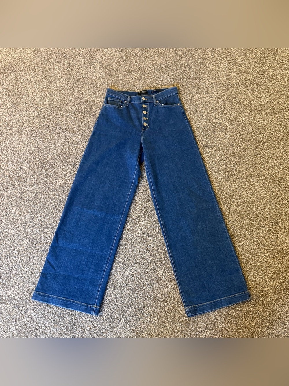 Banana Republic Dark Blue High-Rise Wide Leg Button-Fly Jeans